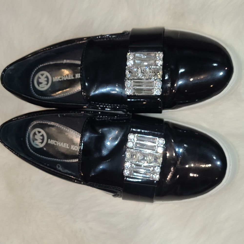Michael Kors Black Patent Leather Rhinestones Shoes 8.5-9 In Great Condition